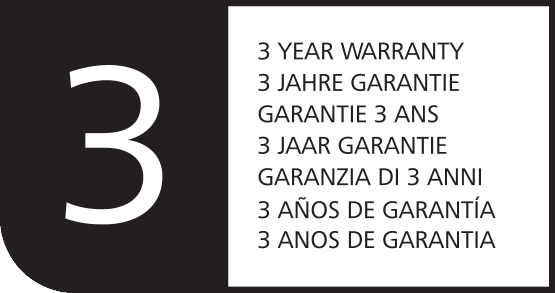 3 anos de garantia em vários idiomas.