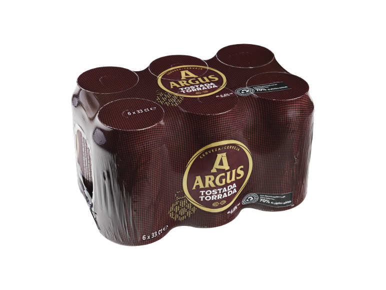 Cerveja Argus Tostada Torrada, pack de 6 latas de 33 cl
