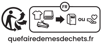 FR: Símbolo de reciclagem de têxteis e calçado para um ponto de recolha ou doação. quefairedemesdechets.fr