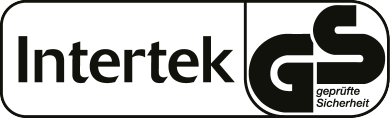 Selo de segurança com o texto 'Intertek GS geprüfte Sicherheit'.