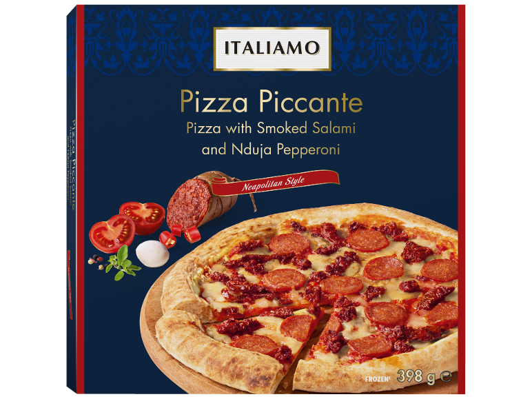 Pizza Piccante com Salame Fumado e Pepperoni Nduja, estilo napolitano, 398g.