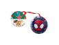 Enfeite de Natal do Homem-Aranha e etiqueta de biscoito de chocolate sem óleo de palma.