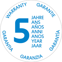 Selo de garantia de 5 anos.
