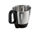 Taça misturadora de aço inoxidável com pega preta e linha de enchimento 'MAX'.