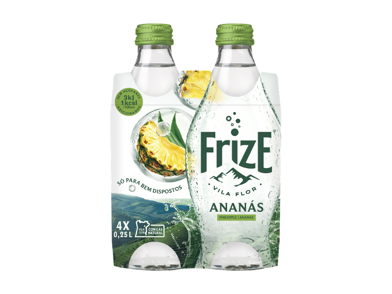 Bebida gaseificada de ananás, sem açúcares adicionados, 4x0,25L.