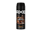 Desodorizante spray preto com texto 'Dark Temptation' e motivos de chocolate.