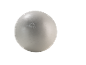 Uma bola de fitness cinzenta com riscas horizontais.