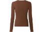 Camisola de manga comprida canelada castanha para mulher