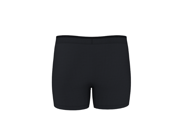 Boxers pretos masculinos, vista traseira.