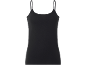 Top básico preto de alças finas para mulher