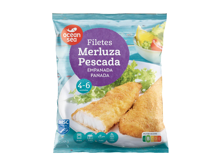 Filetes de pescada panados congelados Ocean Sea, 500 g