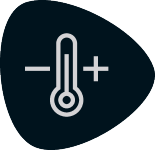 Termómetro com sinais de menos e mais, indicando controlo de temperatura.