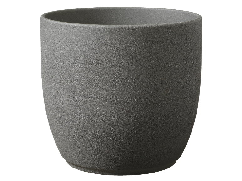 Vaso de flores cinzento escuro com textura áspera