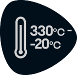 Intervalo de temperatura de -20°C a 330°C.