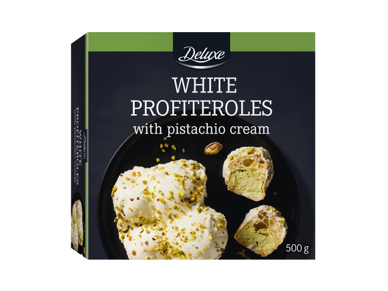 Profiteroles brancos com creme de pistácio, 500 g