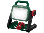 Luz de trabalho LED verde e preta com luz branca brilhante, pega vermelha e suporte ajustável.