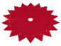 Saia de árvore de Natal vermelha com borda em forma de estrela e luzes.