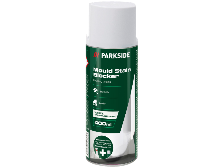 Spray branco bloqueador de manchas de bolor, 400ml, pintável, para interior.