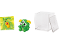 Cartão com o texto 'KIPPO', uma figura de monstro verde e uma caixa transparente.