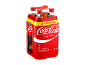 Embalagem de quatro garrafas de refrigerante sabor cola, com a indicação '20% de desconto'.