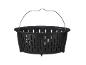 Cesto de vapor de plástico preto com pega de metal.