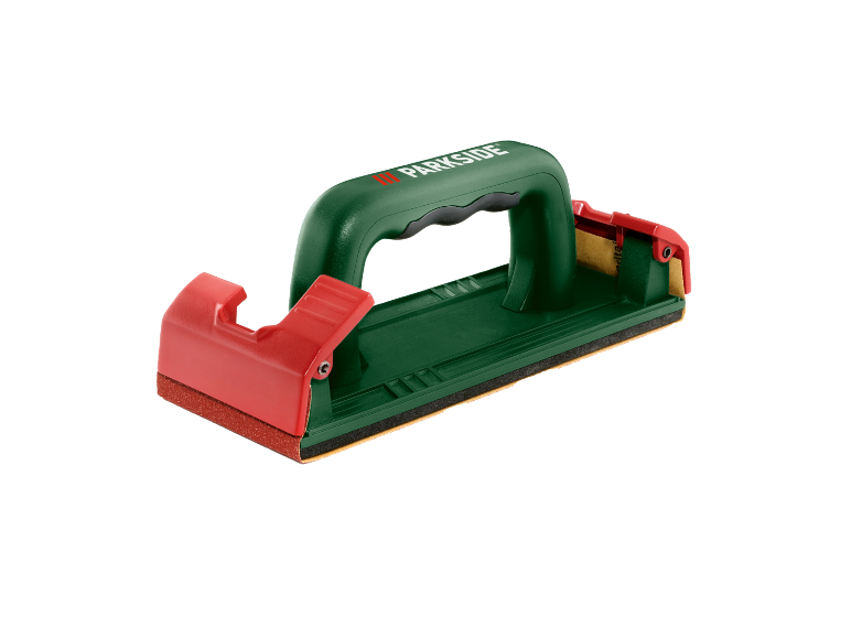 Bloco de lixar manual verde e vermelho com pega ergonómica