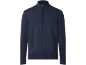 Cardigã masculino azul escuro com fecho éclair.