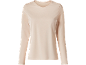 T-shirt de manga comprida com decote em V para mulher em bege claro.