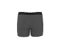 Boxers de algodão cinzento escuro com cós elástico preto e uma risca branca.