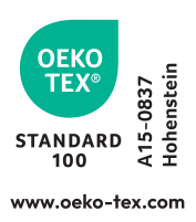 Selo STANDARD 100 OEKO-TEX, A15-0837 Hohenstein, www.oeko-tex.com