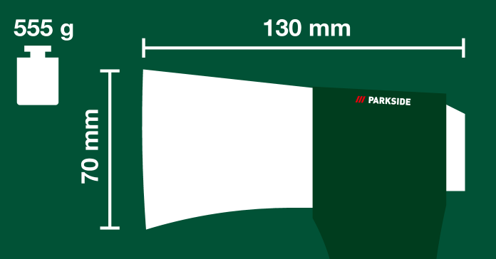 555 g, 70 mm x 130 mm