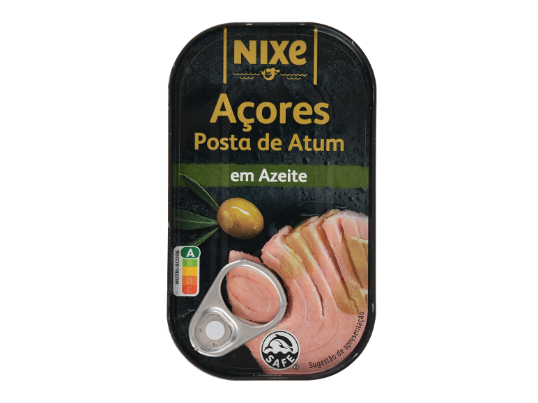 NIXE Açores Posta de Atum em Azeite: lata de atum em azeite.