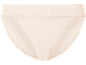 Cuecas femininas bege com detalhes de renda.