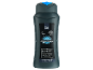 Gel de banho e champô 3 em 1 masculino com aroma Polar Fresh, pH neutro e 60% plástico reciclado.