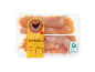 Embalagem de lombinhos de frango Frango Nacional com certificação de bem-estar animal.