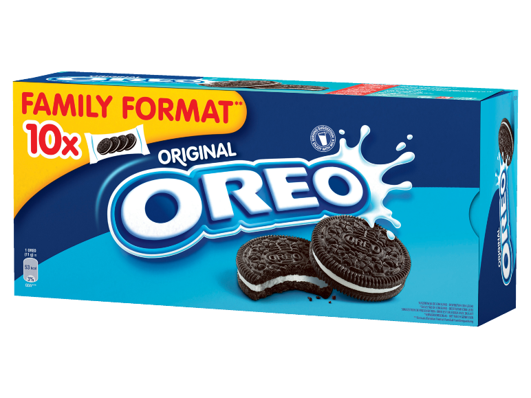 Caixa de bolachas de chocolate com creme, formato familiar 10 unidades.