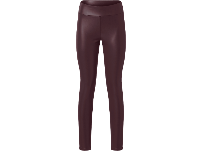 Leggings de imitação de couro cor de vinho com cintura alta.