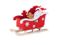 Trenó de Natal vermelho com Pai Natal e um boneco de gengibre.