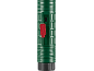 Lanterna verde com uma tampa de borracha vermelha cobrindo a porta de carregamento 5V=1A.
