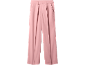 Calças femininas cor-de-rosa com pregas e bolsos.