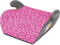 Assento elevatório para criança com estampado de leopardo rosa e cinzento.