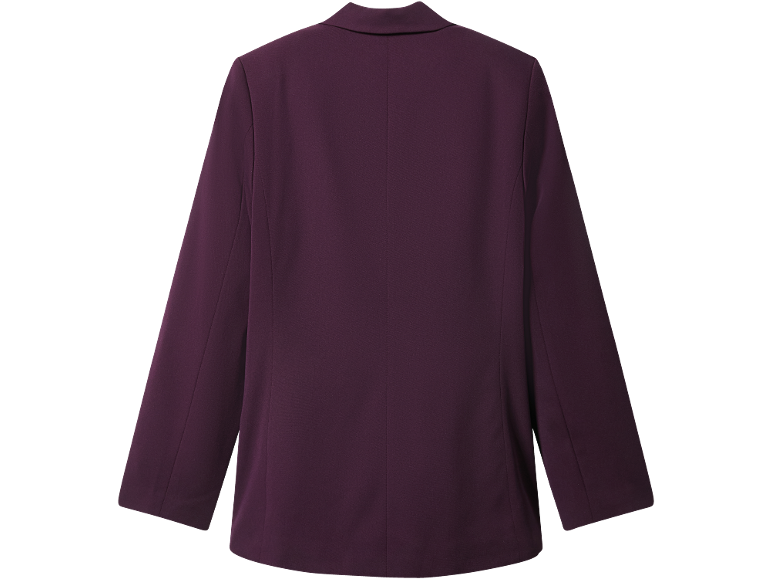 Casaco feminino roxo escuro, vista traseira.