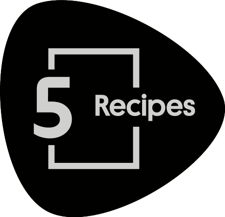 Selo com o número 5 e a palavra Receitas