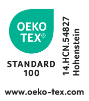 Selo de certificação STANDARD 100 OEKO-TEX® 14.HCN.54827 Hohenstein.