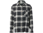 Camisa xadrez de manga comprida em preto e branco com bolso no peito