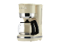 Máquina de café retro creme com jarra de vidro, com '1973' em relevo na frente.