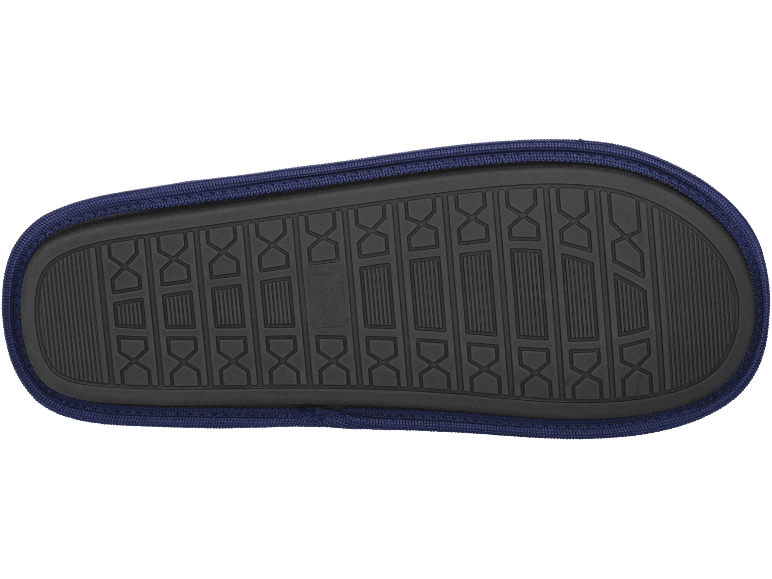 Sola antiderrapante de chinelo em azul-marinho com padrão de grade.