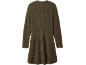 Vestido de malha canelada de manga comprida verde-oliva.