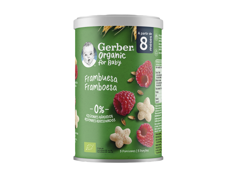 Alimento para bebé de framboesa, sem açúcares adicionados, para bebés a partir dos 8 meses.