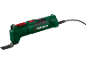 Multiferramenta oscilante verde com um interruptor vermelho e um cabo de alimentação preto.